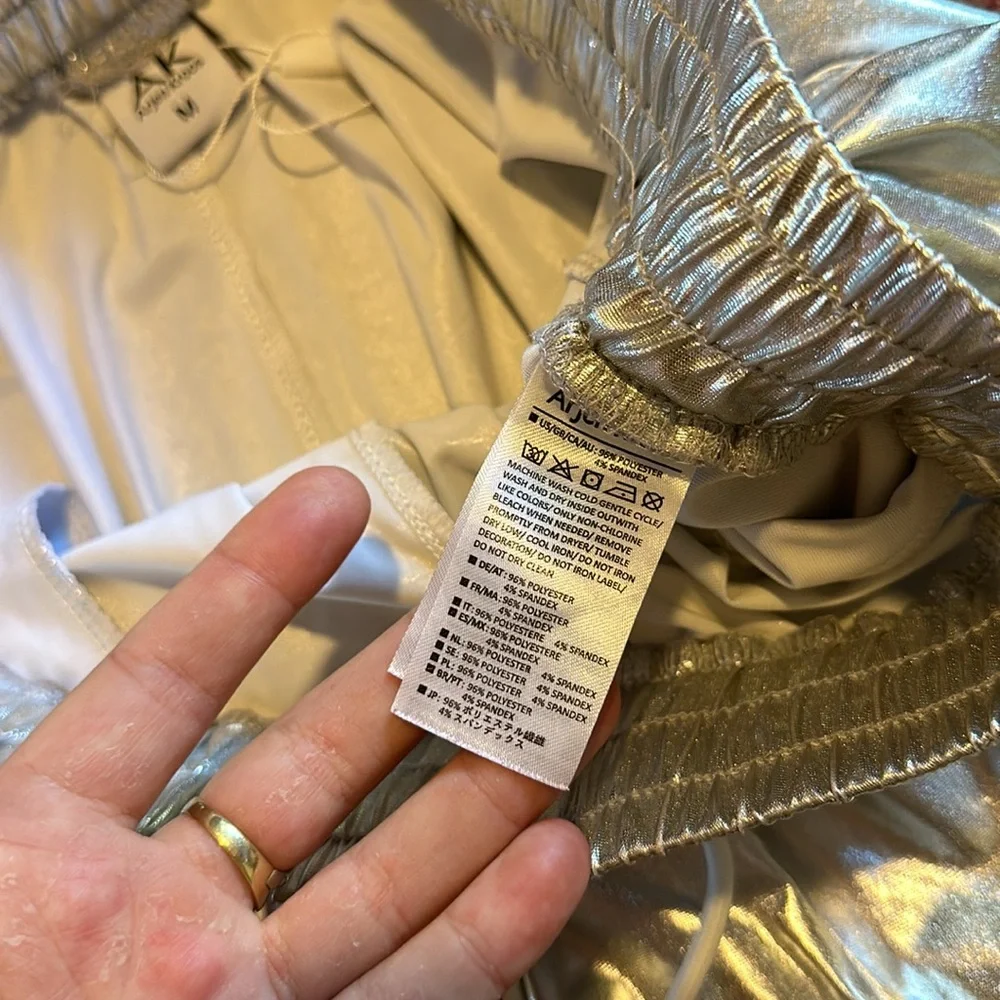 NWOT ARJEN KROOS SILVER FOIL SHORTS - Picture 3 of 4